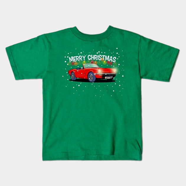 Triumph Spitfire Christmas Kids T-Shirt by Webazoot